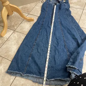 Joie Denim Corset Midi Dress Blue Sleeveless Frayed Hem Size Small midi thumbnail 4