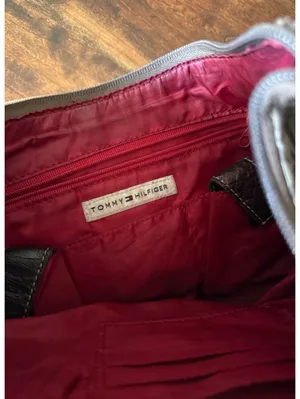 Tommy Hilfiger Brown & Beige Monogram Shoulder Bag with Red Strap thumbnail 9