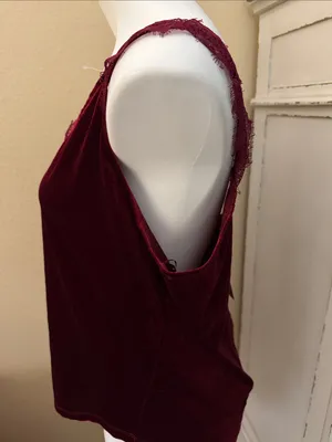 Skies Are Blue Burgundy Lace-Trim Satin V-Neck Bandeau Cami thumbnail 5