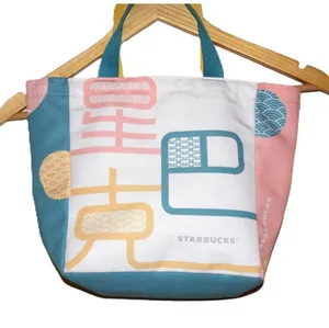 Starbucks Tote Bag Womens OS Multi Canvas Excellent Graphic Chinese Characters thumbnail 1