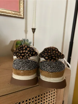 Madewell Kickoff Trainer Sneakers Olive Grove Multi Leather‎ Spots White Tan 9 thumbnail 5