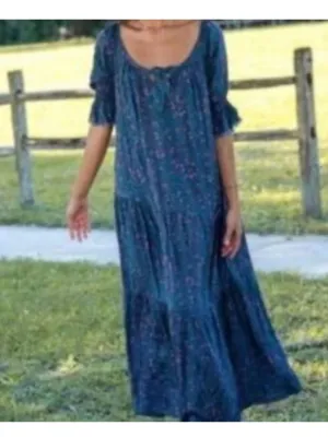 Natural Life Peasant Boho Floral Ruffle Maxi Dress Size Medium M thumbnail 5