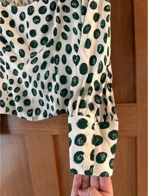 Reformation Calla Print Top Blouse In Tapioca Polka Dot Women’s size 2 thumbnail 4