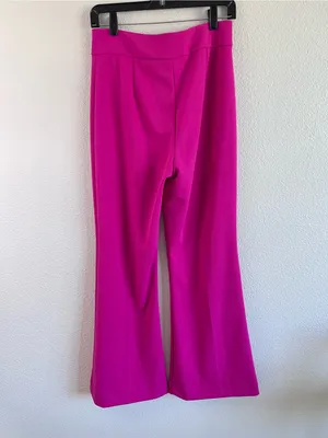 DKNY Women's‎ Wide Leg Fuchsia Pink Classic Crepe High Rise Trouser Pants thumbnail 2
