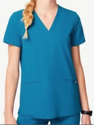 Blue FIGS Casma Scrub Top featuring a classic V-neck size XS thumbnail 1