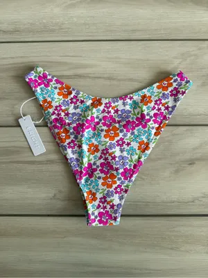 Bright Swimwear Capri Citrus Floral Bottom White Medium NWT thumbnail 5