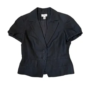 LOFT Puff‎ Sleeve Short Sleeve Blazer Business Women Black Size 4 $89 thumbnail 1