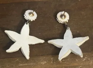 White resin starfish dangle post earrings thumbnail 4