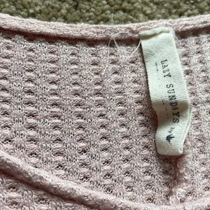 Anthropologie Lazy Sundays Pink‎ Waffle Knit Asymmetrical Hem Top thumbnail 4