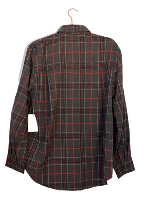 La Miel Plaid Oversized Shirt Gray Red Button Front Long Sleeve Top Small NWT thumbnail 10