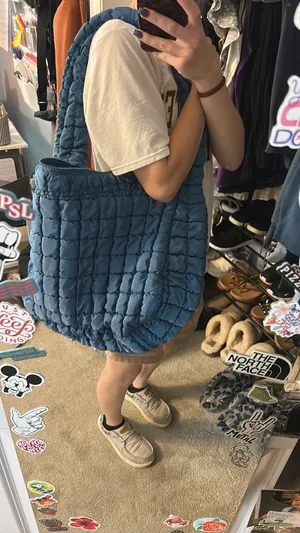 Blue puffer shoulder bag thumbnail 3