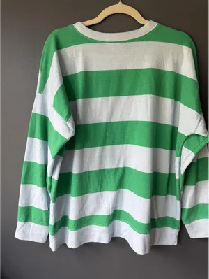 Style & Co Green and Blue Stripe Long Sleeve Pullover Top Size XL thumbnail 2