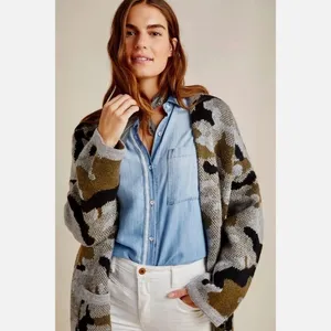 ANTHROPOLOGIE Vero Camo Cardigan Sweater Camouflage Pockets‎ Gorpcore X-Small thumbnail 4