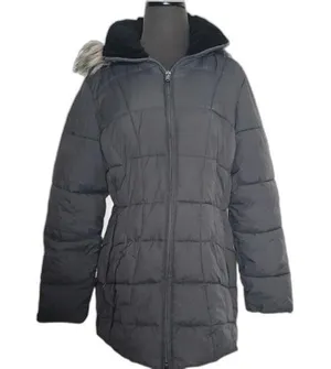 a.n.a Faux Fur Trimmed Puffer Coat Gray Size Medium thumbnail 1