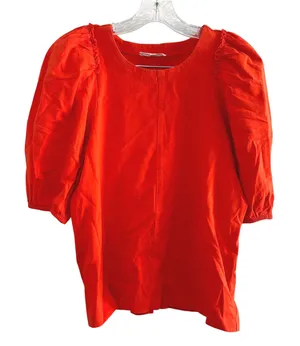 NWT Madewell Puff-Sleeve Tee red women's small minimal boho career summer casual thumbnail 1