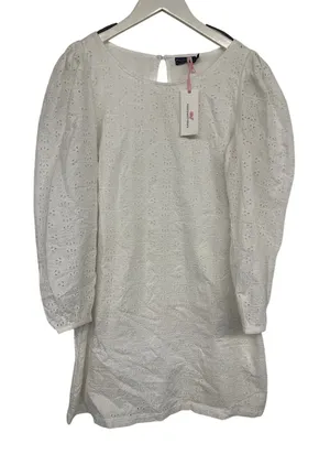 NEW NWT Vineyard vines Sz L white cap eyelet puff sleeve shift dress thumbnail 1