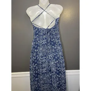 Lulus Dress Womens Medium Blue Paisley Slip Maxi Backless Strappy Sundress thumbnail 6