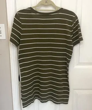 A.N.A Classic V-Neck Striped Short Sleeve Tee Shirt thumbnail 4