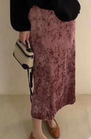 Soft‎ Pink Velvet Midi Skirt Fleece Lined - Fits US XS/Small new thumbnail 1