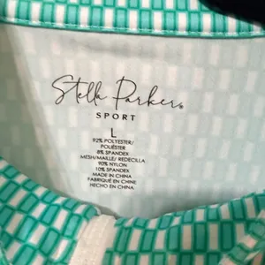 Stella Parker Sport Teal White Geometric Quarter Zip Pullover Mesh Venting L thumbnail 4