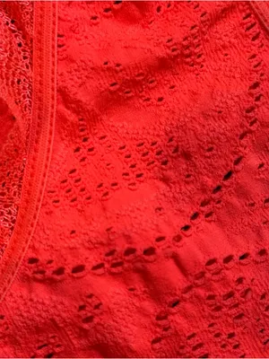 Y2K 2000s Neon Orange Stretchy Lace Trim Tank Top M/L Rave Clubwear Jersey Shore thumbnail 4
