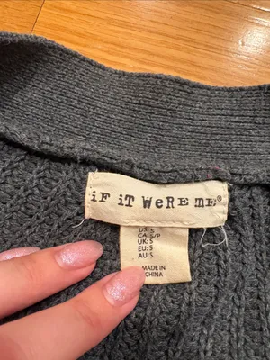 Women Lace-Up V-Neck Knit Sweater - Charcoal Gray thumbnail 2