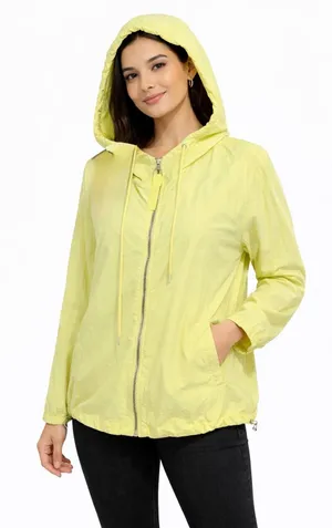 Ashley Utility Collection Neon Yellow Hooded Windbreaker Jacket L thumbnail 1