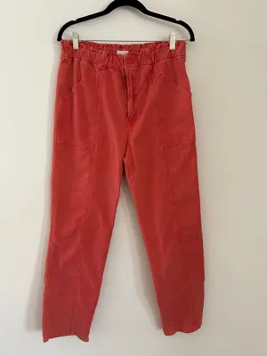 Mother The Springy Ankle Elastic Waist Jeans in a hot coral pink size 33 thumbnail 3