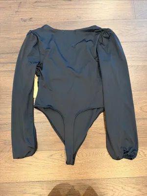 Madden NYC Black Long Sleeve One-Piece Bodysuit Size Medium NWT - C67-072 thumbnail 6