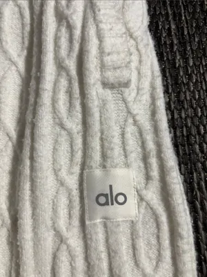 Alo Yoga Winter Bliss Cable Knit Lounge Jogger Pants Cream White Women's Size S thumbnail 3