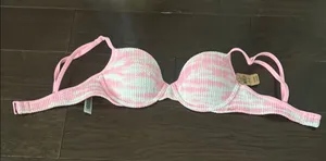 Pink and White Bikini top Size XS thumbnail 1