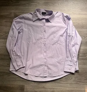 White Fox Lavender Oversized Black Long Sleeve Cotton Button Down Preppy S/M thumbnail 1