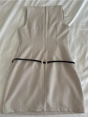 Abercrombie | Square-Neck Belted Mini Sheath Cream Dress S thumbnail 3
