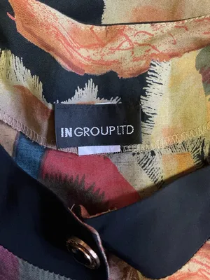 Vintage 90s IN GROUP LTD Large Abstract Print Rayon Top Button Front Retro thumbnail 2