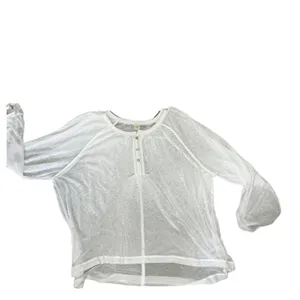We the free Acadia white semi sheer long sleeve Henley top large thumbnail 3