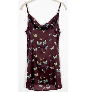 Urban Outfitters UO Mallory butterfly print cowl neck mini slip dress Satin thumbnail 2