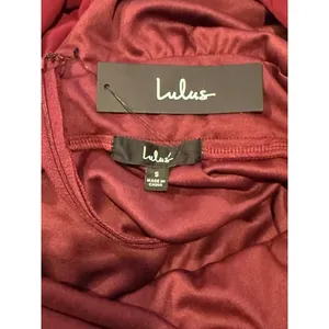 NWT Lulus Love You So Long Sleeve Openback Maxi Dress VNeck SideSlit S Burgundy thumbnail 9