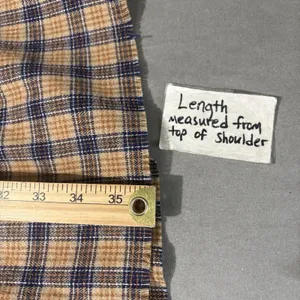 Peach Love Plaid Flannel Shirt Dress Size Small Renaissance Boho Poet Western thumbnail 14