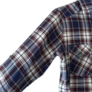 Altar’d State Shirt Button Front Blue Plaid Flannel Mixed Media Lace SZ L #2315 thumbnail 4