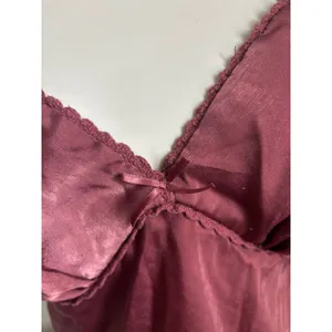 Burgundy Satin Lace Trim Camisole Top with Bow Detail Size L 12-14‎ thumbnail 2