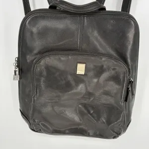 Perlina Black Leather Backpack Purse Women's Shoulder Bag Genuine Leather thumbnail 4