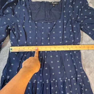 Madewell Square-Neck Puff-Sleeve Tiered Mini Babydoll Dress Size 10 100% Cotton thumbnail 6