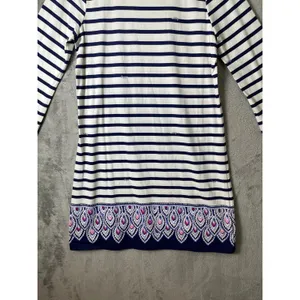 Lilly Pulitzer Beacon Dress Navy Stripe 3/4 Sleeve Preppy‎ Coastal Resort Large thumbnail 2