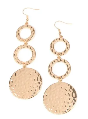 Gold Hammered Triple Drop Statement Earrings thumbnail 1