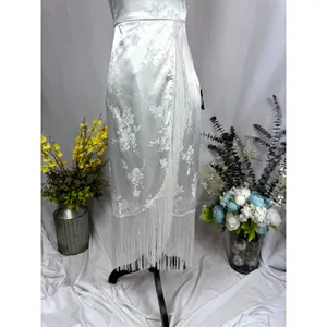 Lulu's On the Dance floor White Jacquard Fringe One-Shoulder Midi Dress XS thumbnail 6