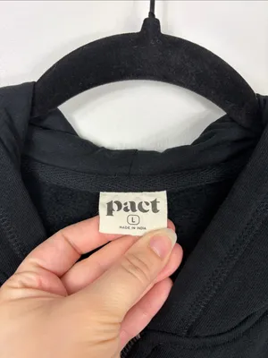 Pact Organic Brushed Fleece Zip Hoodie Women’s Large Black 100% Cotton thumbnail 3