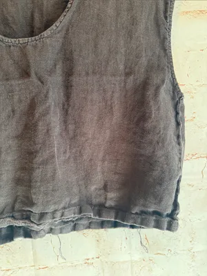 Zara Dark Gray Scoop Neck Linen Crop Tank top XS loose fit raw hem thumbnail 2