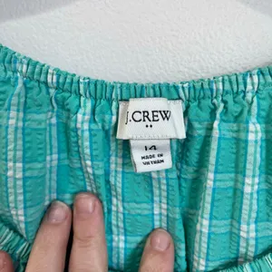 J.Crew Aqua Mint‎ Seersucker Ruffle Neck Mini Dress Preppy Sz 14 thumbnail 7
