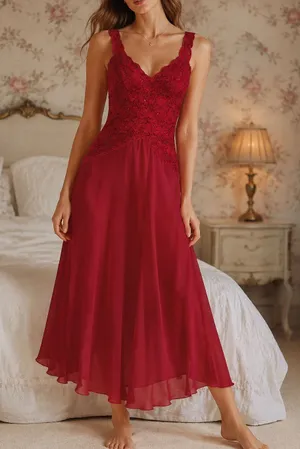 Vintage Victoria’s Secret Chiffon Lace Midi Slip Dress Romantic Feminine Boudoir thumbnail 1