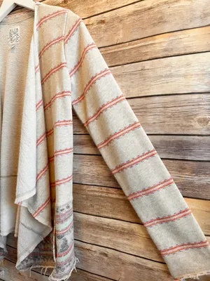 Billabong Raw Hem Southwestern Open Front Sweatshirt Cardigan Size Small thumbnail 3